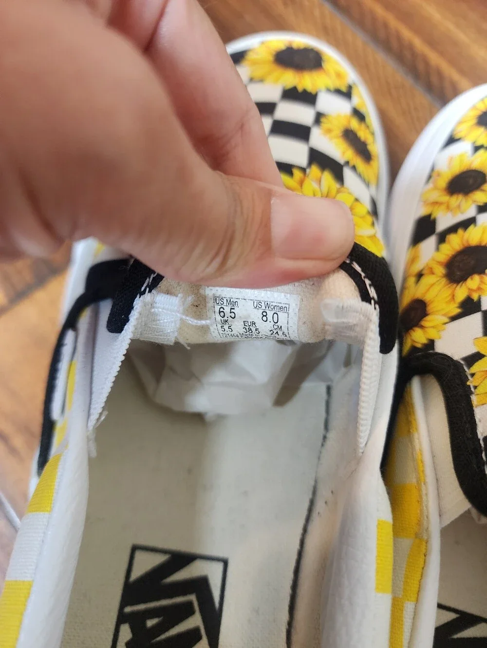 Vans Sunflower Checkerboard Classic Slip-On Platform Sneakers Size 8